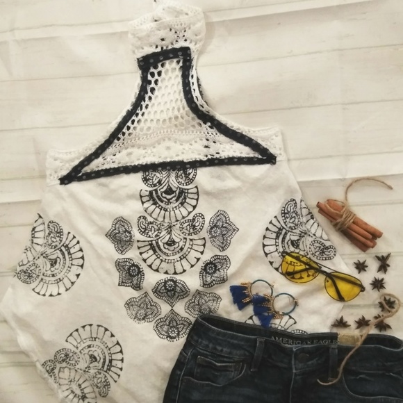 Free People handkerchief hog neck Crochet top - Picture 3 of 8